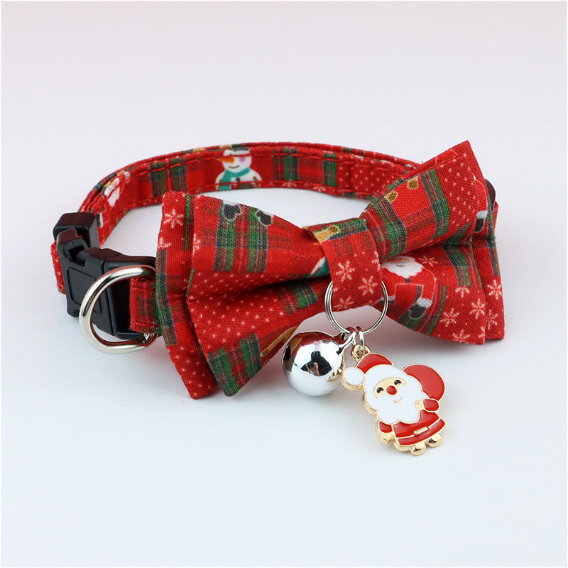 Polyester Christmas Series Pet Bow Collar