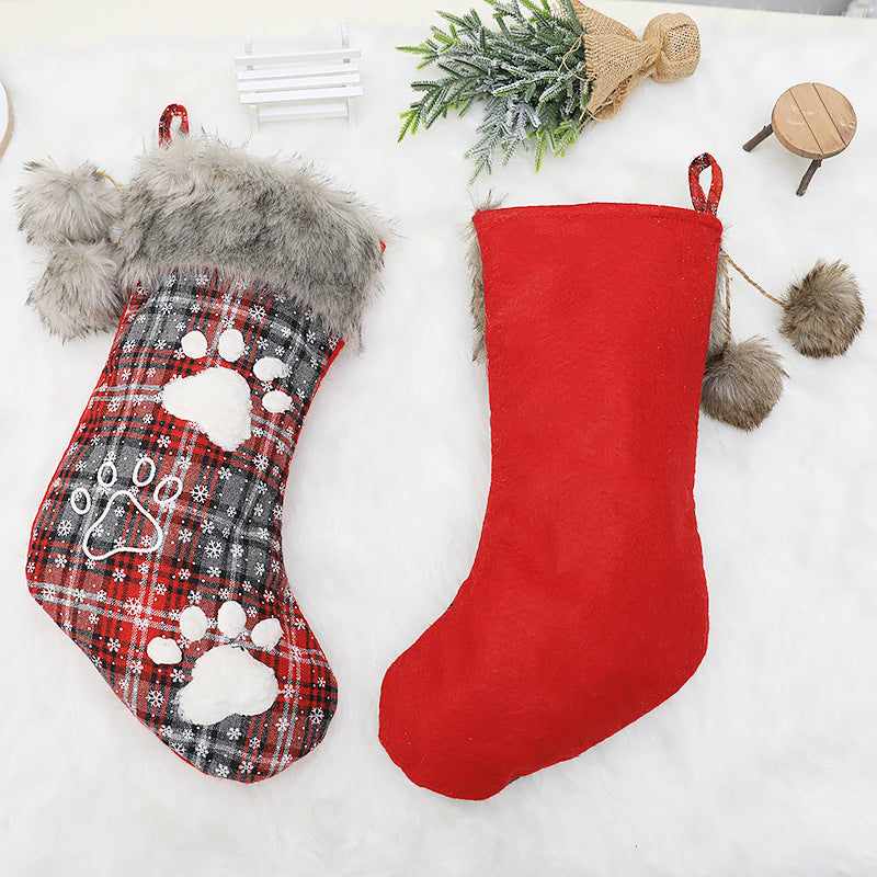 Dog Paw Pet Socks Fur Collar Lattice English Socks