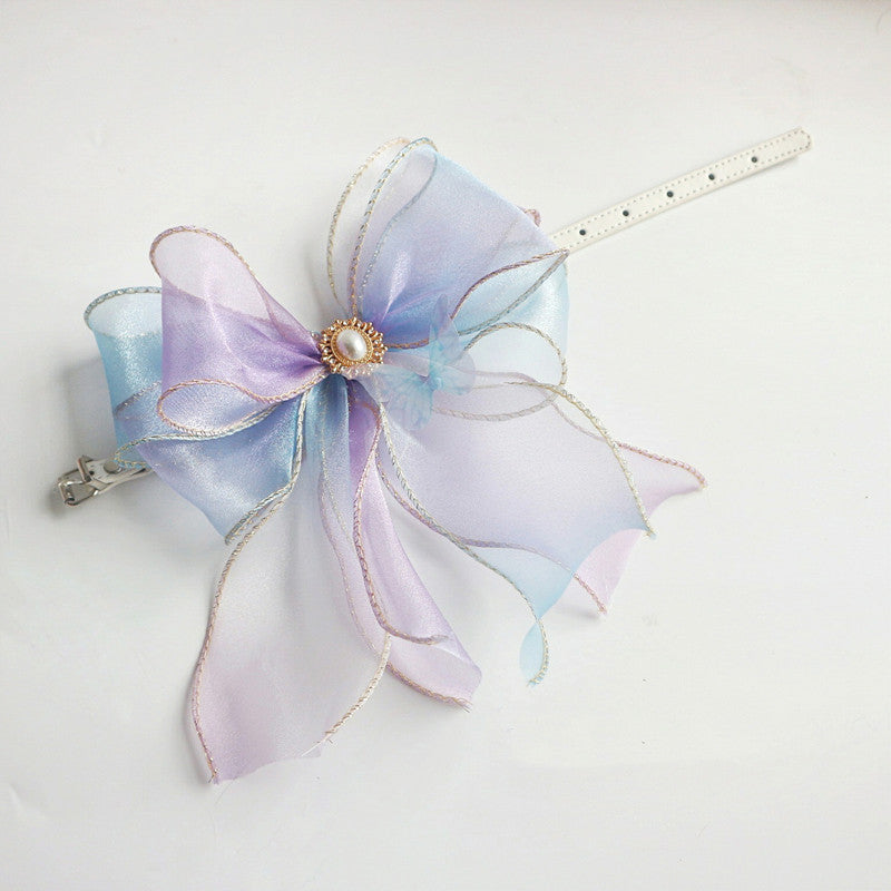 Pet Leather Collar Bow Cute Photo Props